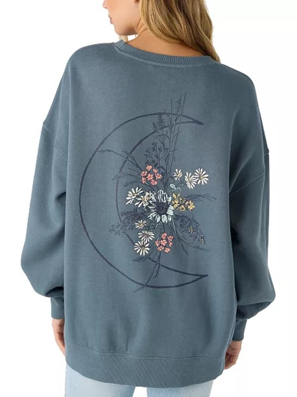 O'Neill Gray Pullover Sweatshirt with Subtle Floral Lining